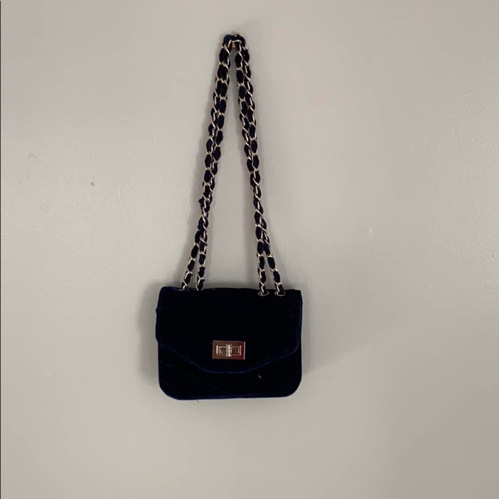 Jessica McClintock Blue Velvet Crossbody Bag